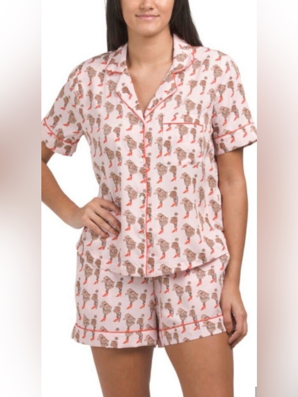 Bouffants and Broken Hearts Leopard Short Pajama Set Large